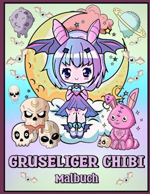 Gruseliger Chibi Malbuch: Spooky, Horror, Satanic, Kawaii Chibi, Pastel Goth Coloring für Entspannung und Stressabbau
