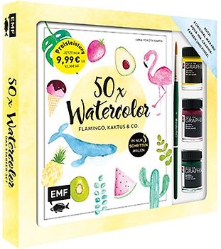 50 x Watercolor – Flamingo, Kaktus & Co. – Starter-Set – Sonderausgabe