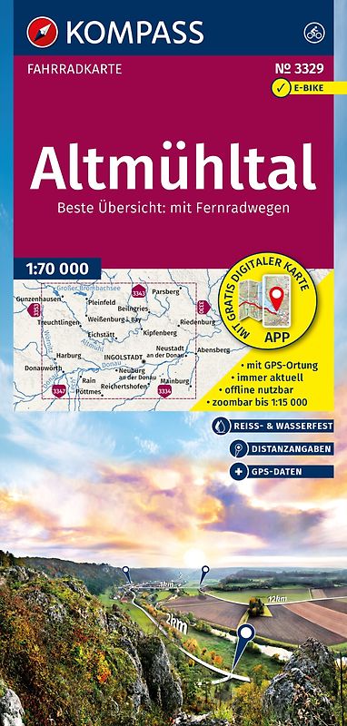 KOMPASS Fahrradkarte 3329 Altmühltal 1:70.000
