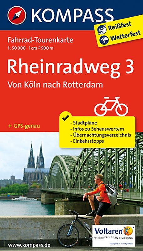 Fahrrad-Tourenkarte Rheinradweg 3, Von Köln nach Rotterdam