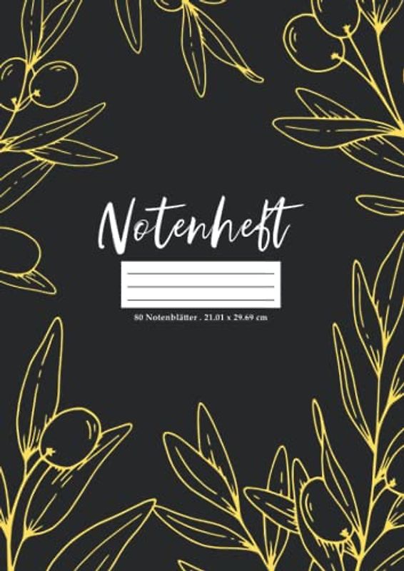 Notenheft: Din A4 Notenblätter Leer Notenzeilen Mit 8 Systemen Notenpapier Blanko Für Kinder & Erwachsene Große Lineatur Musik Schreibheft Leere Notensysteme