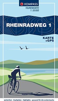 KOMPASS Fahrrad-Tourenkarte Rheinradweg 1 1:50.000