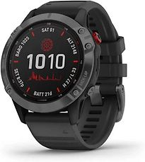 Garmin Fenix 6 47 mm grijs met een zwarte siliconen polsband [Pro Solar Edition]