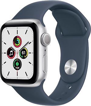Apple Watch SE 40 mm boîter aluminium argent et bracelet sport bleu orage [Wi-Fi]
