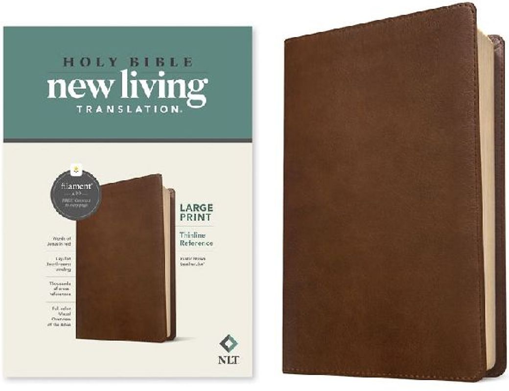 NLT Large Print Thinline Reference Bible, Filament Enabled Edition (Red Letter, Leatherlike, Rustic Brown)