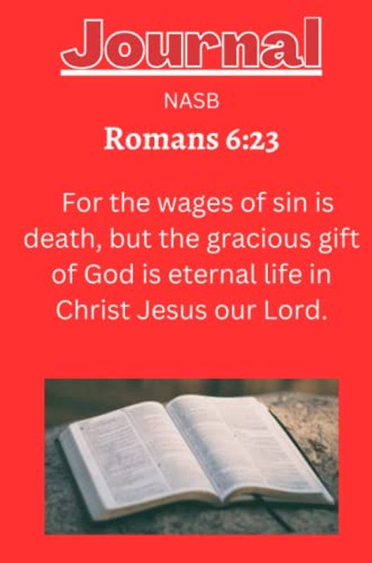 Romans 6:23 Journal with a bright red background
