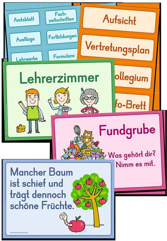 Unsere Schule – perfekt organisiert. 110 Schilder für Türen, Wände und Regale