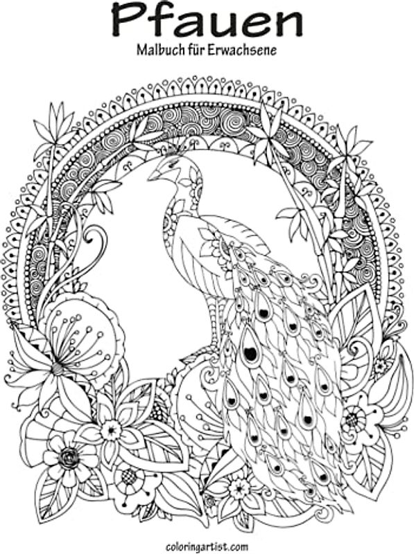 Pfauen-Malbuch für Erwachsene 1