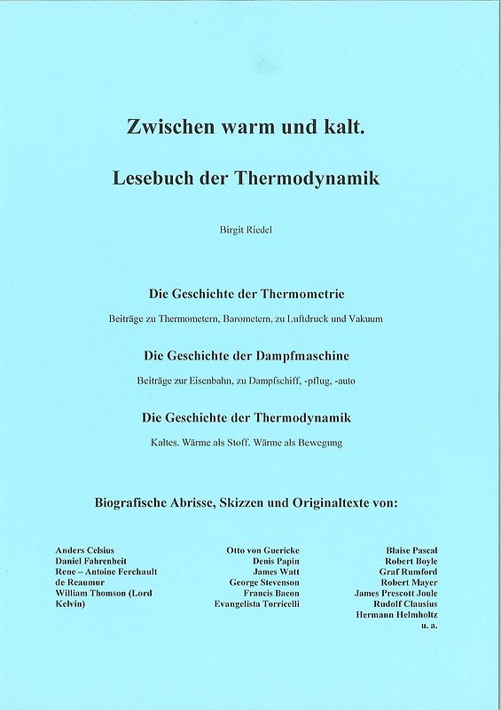 Zwischen warm und kalt. Lesebuch der Thermodynamik