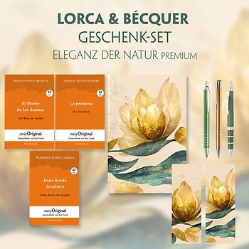 Lorca & Bécquer Geschenkset - 3 Bücher (mit Audio-Online) + Eleganz der Natur Schreibset Premium