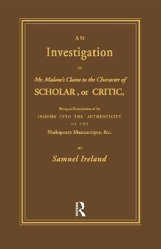 Investigation into Mr. Malone's Claim to Charter of Scholar