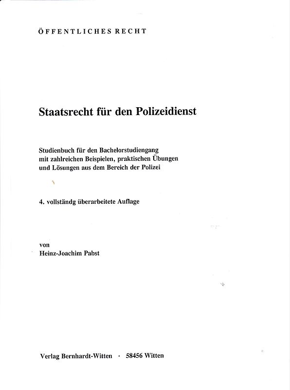 Staatsrecht für den Polizeidienst