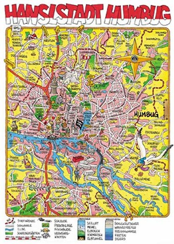Cartoonlandkarte Hamburg