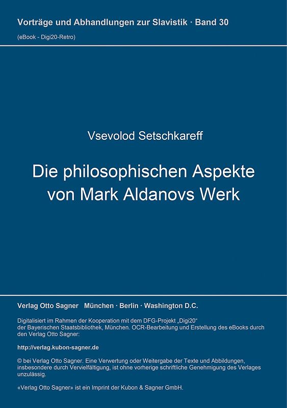 Die philosophischen Aspekte von Mark Aldanovs Werk