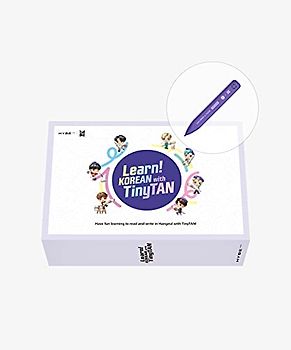 Learn! KOREAN With TinyTAN | 2-Book-Set | With Motipen | Korean Learning for Beginners With BTS Voices | Korean Keyboard Stickers | Flash Cards