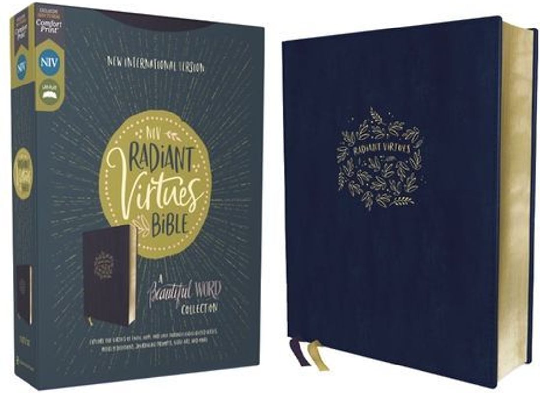 Niv, Radiant Virtues Bible: A Beautiful Word Collection, Leathersoft, Navy, Red Letter, Comfort Print