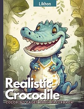 Likhon Realistic Crocodile Coloring Pages Book Paperback