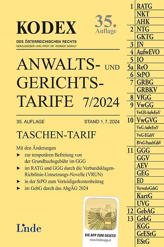 KODEX Anwalts- und Gerichtstarife 8/2024
