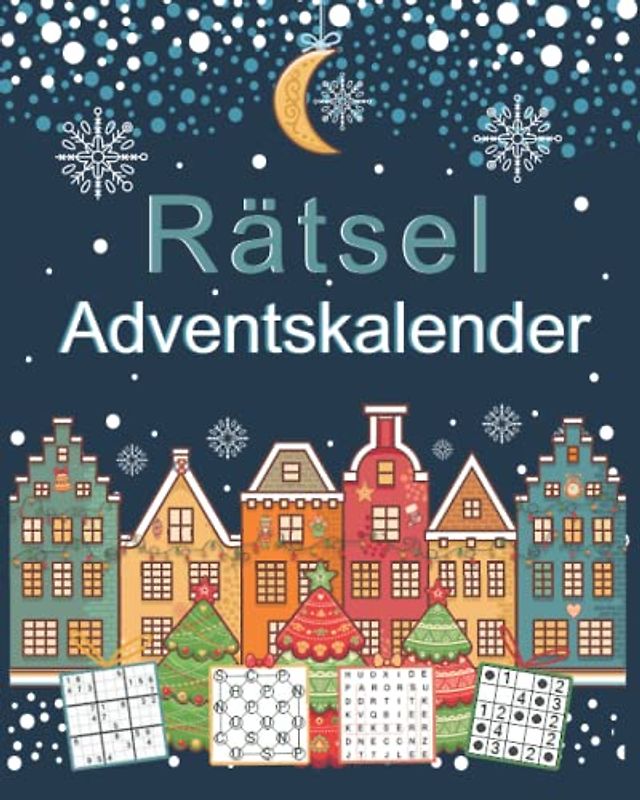 Rätsel Adventskalender: Weihnachtskalender mit vielen Arten von Sudoku, Wortsuche, Minensuche und vieles mehr | Skandinavische weihnachtliche Motive