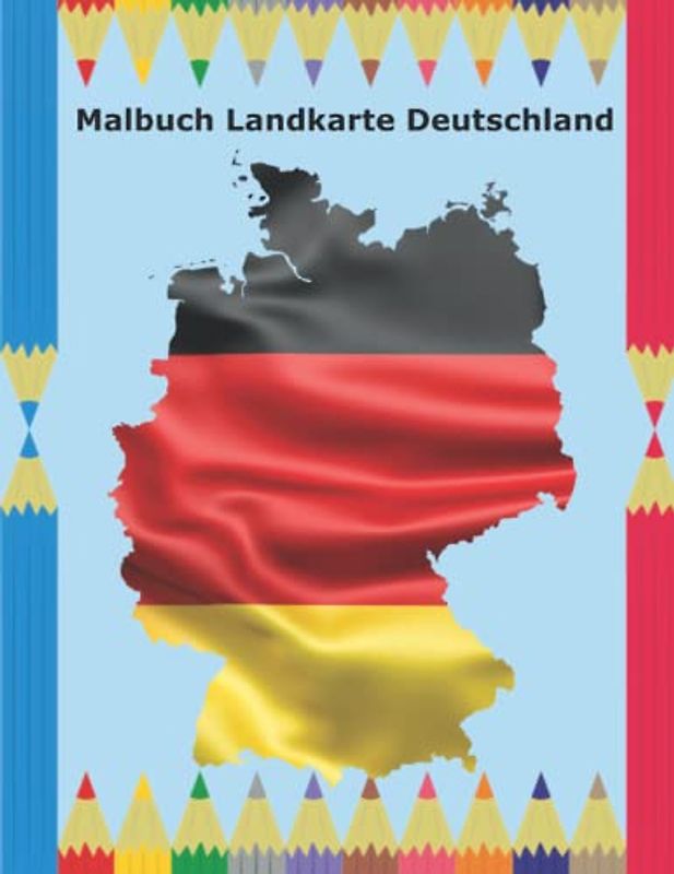 Malbuch für Kinder, malen und lernen Sie die Deutschlandkarte mit den Bundesländern und ihren Hauptstädten.