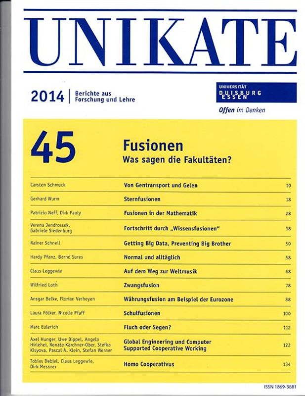 Essener Unikate 45: Fusionen.