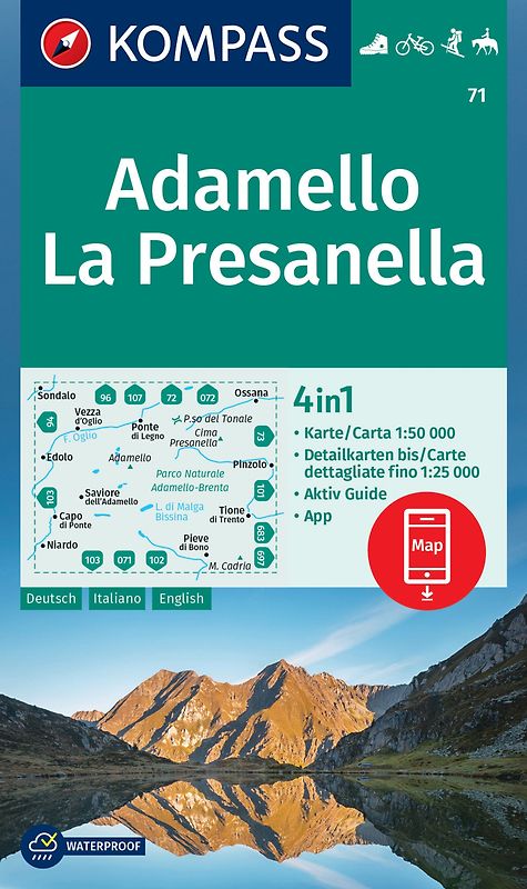 KOMPASS Wanderkarte 71 Adamello, La Presanella 1:50.000