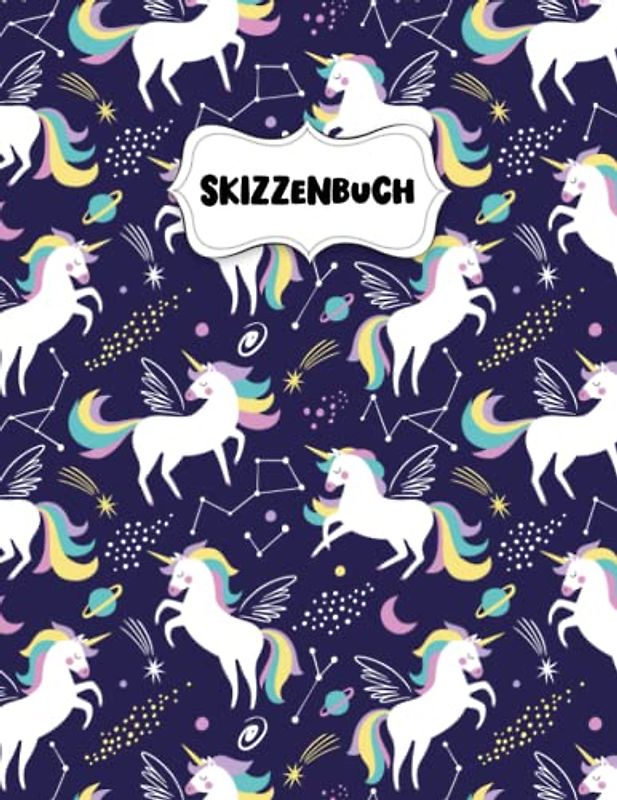 Skizzenbuch: Fliegendes Einhorn Zeichenblock A4 für Kinder: Blanko Zeichenmappe A4 Zeichen Block