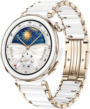 Huawei Watch GT 5 Pro 42 mm Boîtier acier céramique blanche avec bracelet céramique blanche