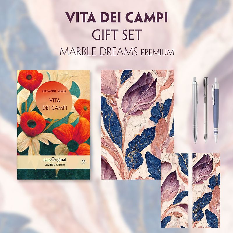 Vita dei campi (with audio-online) Readable Classics Geschenkset + Marmorträume Schreibset Premium