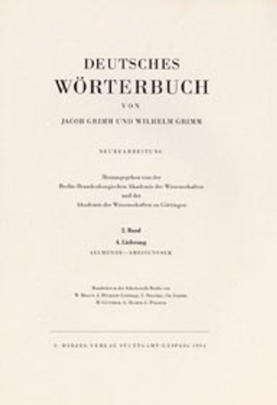 Grimm, Dt.  Wörterbuch Neubearbeitung