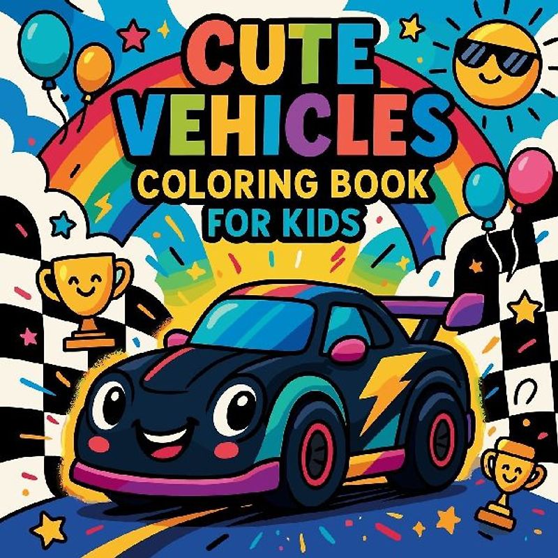 Cute Vehicles Coloring Book for Kids