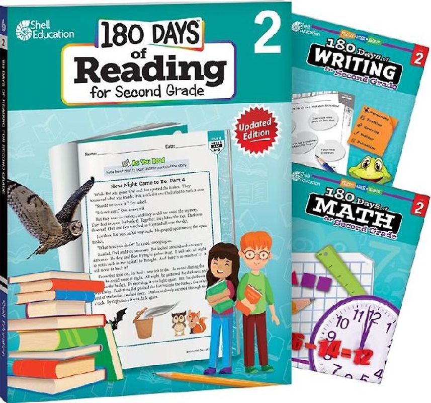 180 Days(tm) Reading, Writing and Math for Grade 2: 3-Book Set