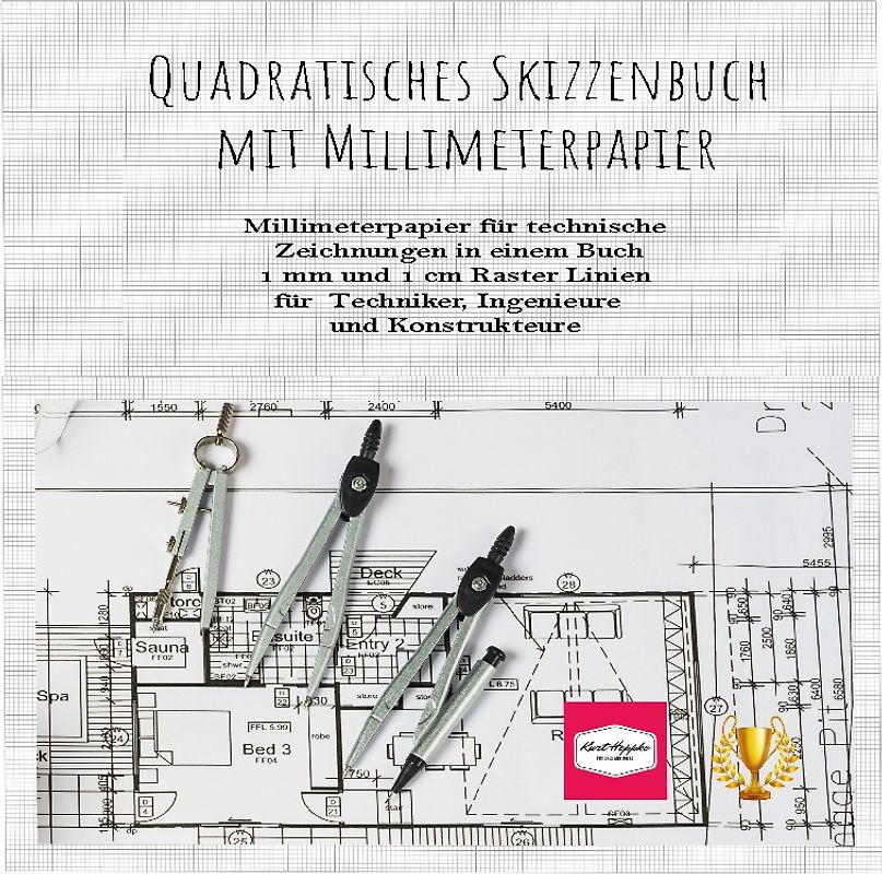 Quadratisches Skizzenbuch mit Millimeterpapier