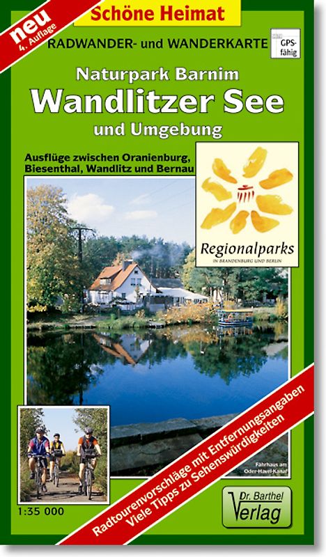 Radwander- und Wanderkarte Naturpark Barnim, Wandlitzer See und Umgebung