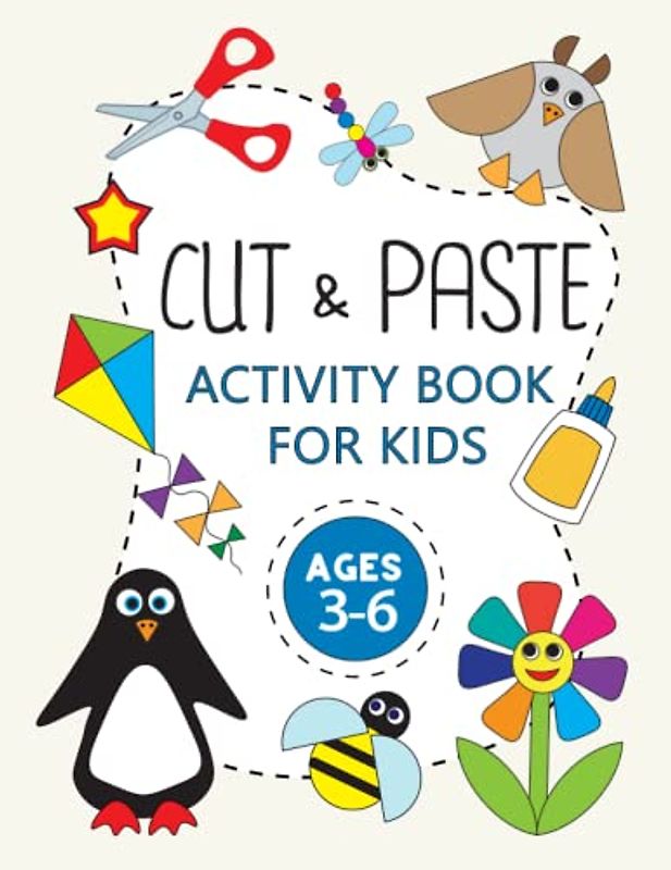 Preschool Cut And Paste Activity Book For Kids,100 pages,8.5” x 11”,Ages 3 to 6,Cut And Glue Craft Book,Preschool Cutting and Pasting,Geometric ... Worksheets,Scissors Skills Activity Book