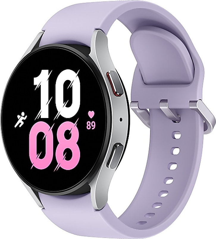 Samsung Galaxy Watch5 44 mm Boîtier en aluminium couleur argent avec bracelet Sport M/L couleur lavande [Wi-Fi]