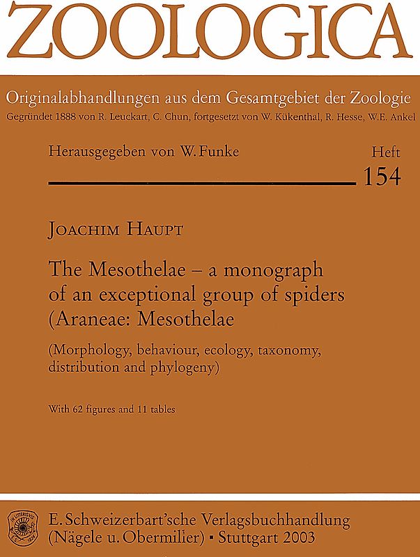 The Mesothelae - a Monograph of an exceptional group of spiders (Araneae: Mesothelae)