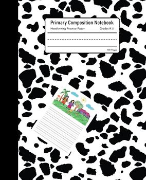Primary Composition Notebook: Grades K-2 School Exercise Book, Cow Print, Handwriting Practice Paper (Dotted Midline and Picture Space)