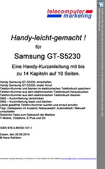Samsung GT-S5230-leicht-gemacht. Handy-leicht-gemacht für Samsung GT-S5230