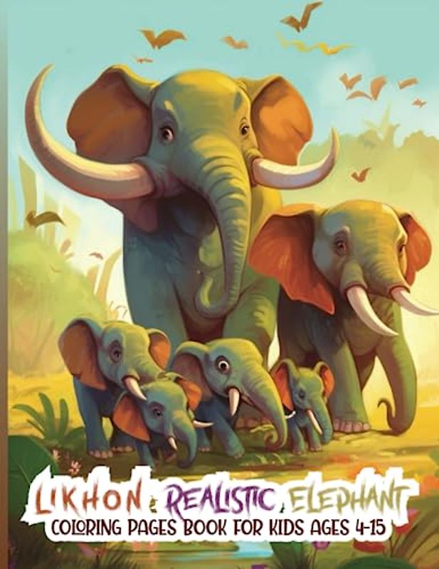 Likhon Realistic Elephant Coloring Pages Book for Kids Ages 4-15