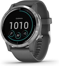 Garmin Vivoactive 4 45 mm grijs met een grijze siliconen polsband