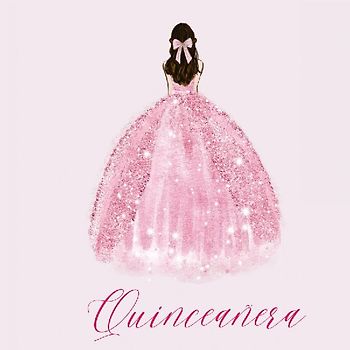 Quinceanera Guest Book with pink dress (hardback)