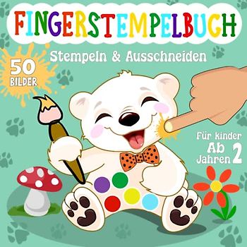 Fingerstempelbuch Tiere für Kinder ab 2 Jahren - Stempeln & Ausschneiden: Allererstes Baselbuch mit 50 Tierischen Bildern zum Kreativen Fingerstempeln Schnippeln & Basteln für Jungen & Mädchen !