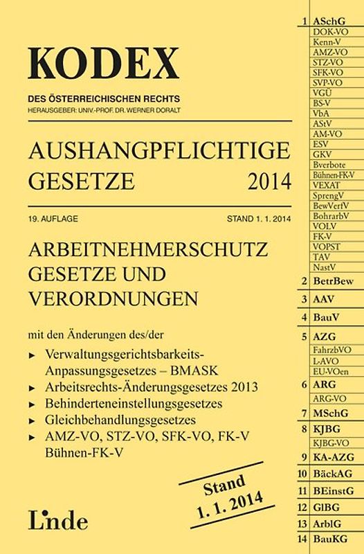 KODEX Aushangpflichtige Gesetze 2014