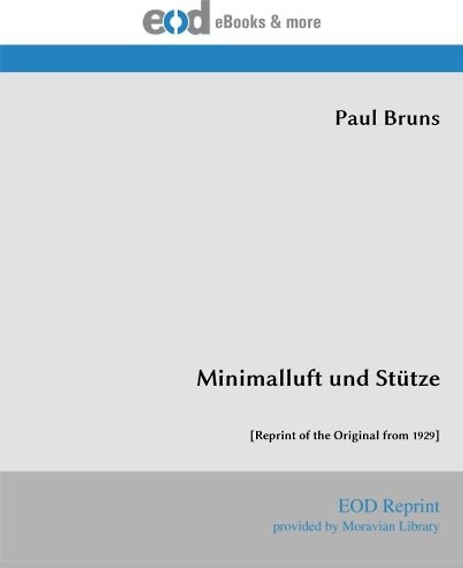 Minimalluft und Stütze: [Reprint of the Original from 1929]
