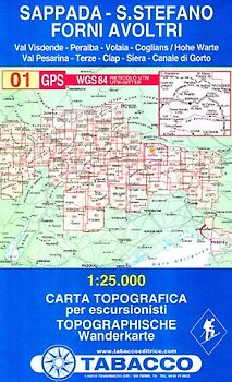Sappada, S. Stefano, Forni Avoltri. Wanderkarte Tabacco. 1:25000
