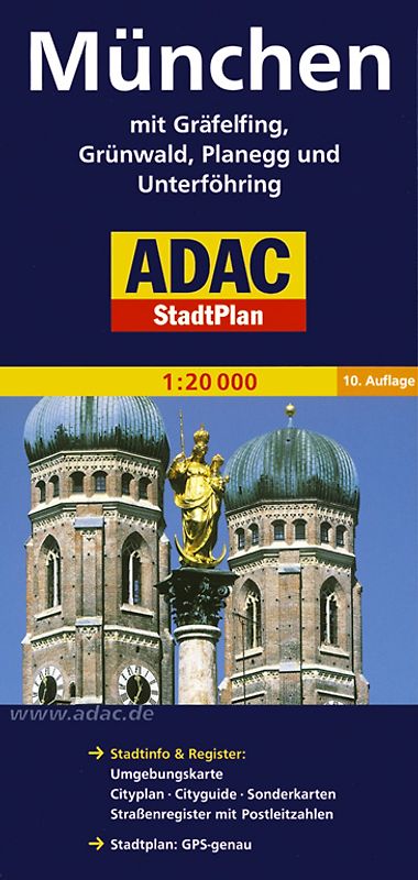 ADAC StadtPlan München mit Gräfelfing, Grünwald, Planegg, Unterföhring 1:20 000