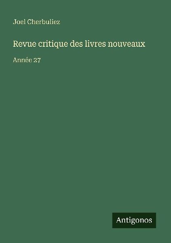 Revue critique des livres nouveaux