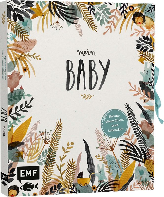 Mein Baby – Illustriertes Eintragalbum für das erste Lebensjahr mit Briefumschlag fürs erste Löckchen und Schleife zum Verschließen