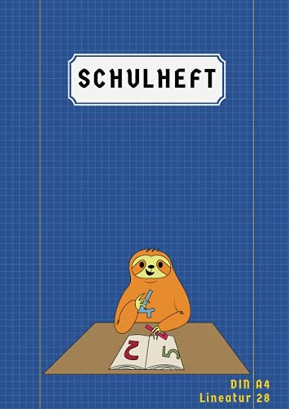 Schulheft A4 Lineatur 28: Matheheft 28 kariert mit rand a4 | Doppelrand 50 Blatt | Blau